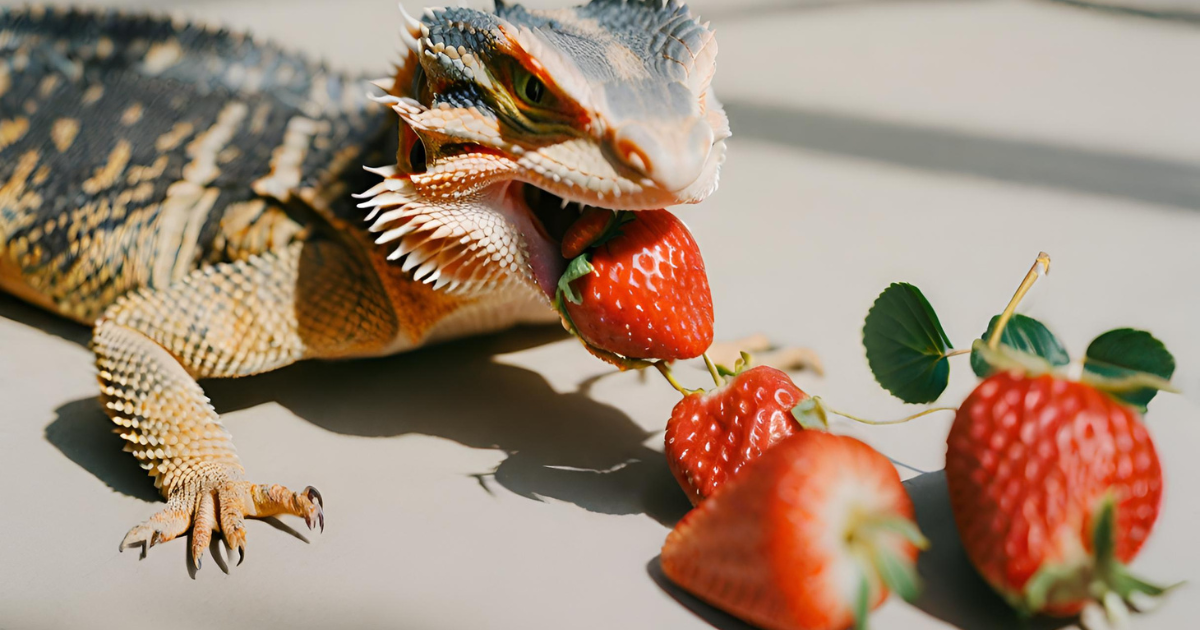 Bearded dragons and strawberry