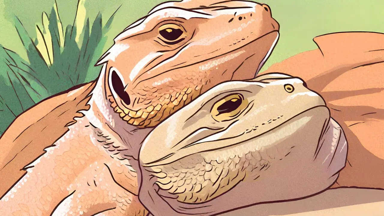 2 lizards are hugging