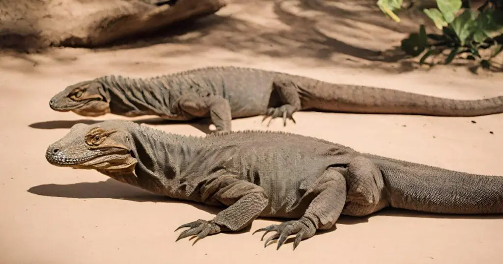 A couple of Komodo dragons mating