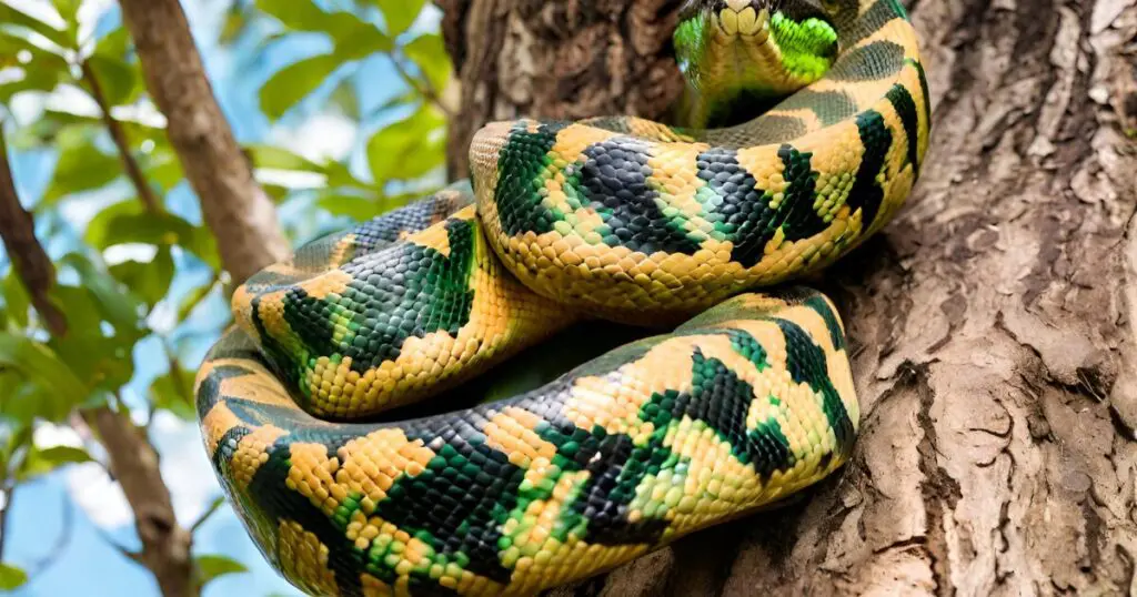 anaconda on a tree constricted