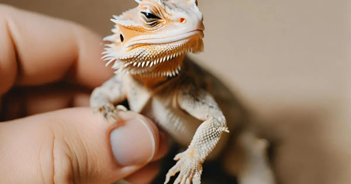 Handling a small bearded dragon