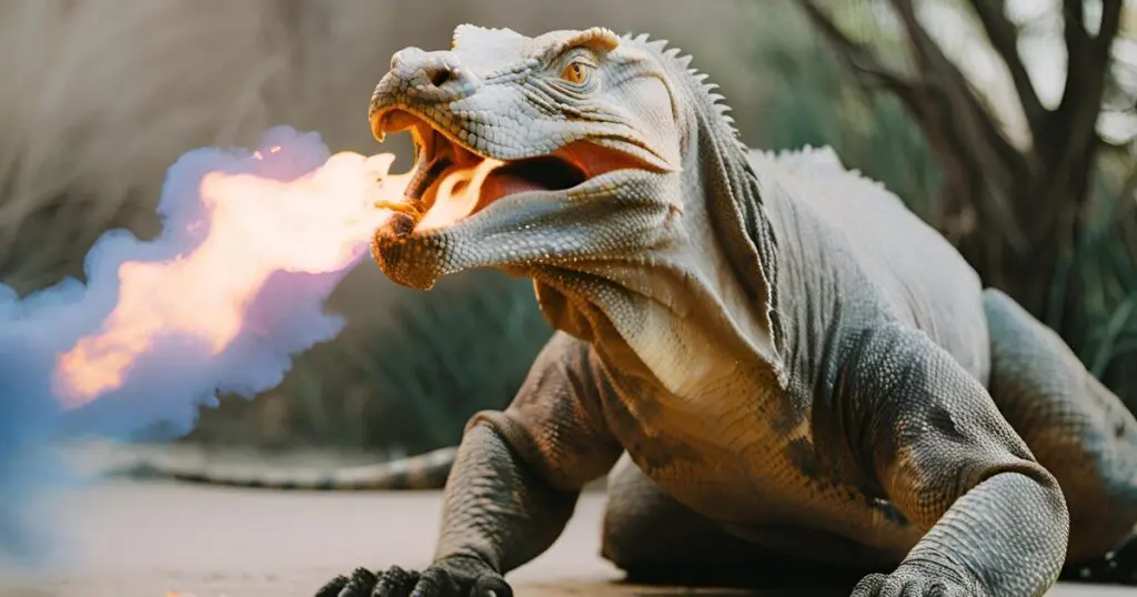 Fire breathing komodo dragon